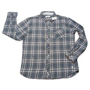 Buckle Department West Mens Gray Plaid Worn Flannel Button-Down Shirt Size XXL